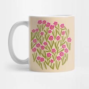 Cute minimalist ditsy flowers in cream, pink and green Mug